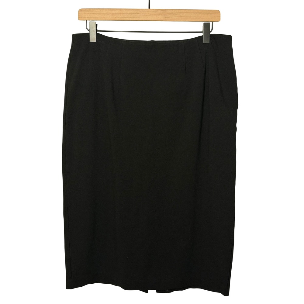 Eileen Fisher Pull On Capsule Black Vicose‎ Fabric Pencil Skirt Petite LG Career